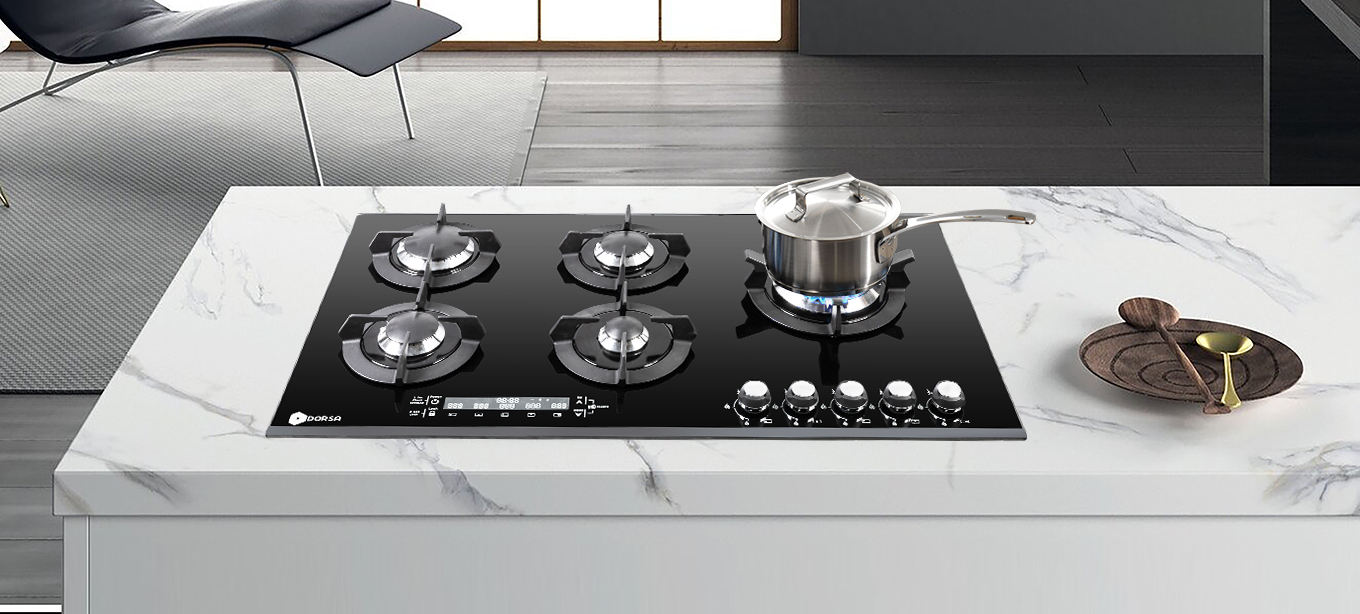 اجاق گاز شیشه ای درسا مدل DG2113-5R مشکی